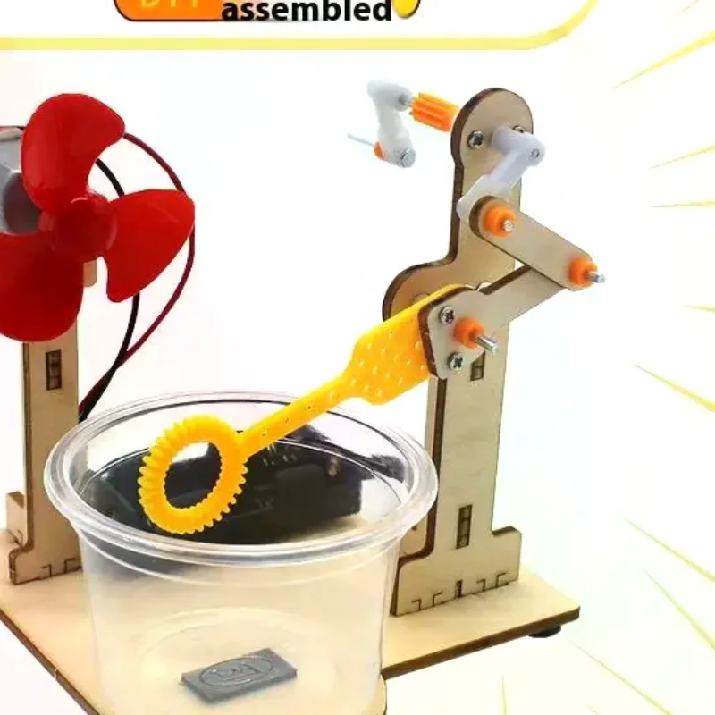 للأطفال العلوم تجربة وسائل تعليمية 1 مجموعة ألعاب تعلم المبكر التكنولوجيا خشبية DIY اليد مكرنك آلة فقاعة لعبة #1