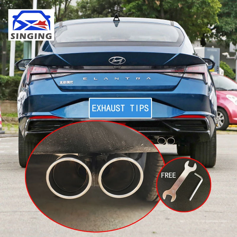 

SINGING muffler exhaust tip tail End Pipe Nozzle decorative comestic car accessories Auto parts For Hyundai Elantra 2021-2023