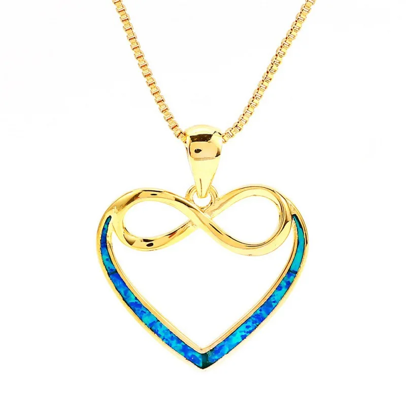 Gold, Platinum, Blue, White, Australian Treasure, 8-character Infinite Loop Love Hollow Heart-shaped Pendant Necklace for Women