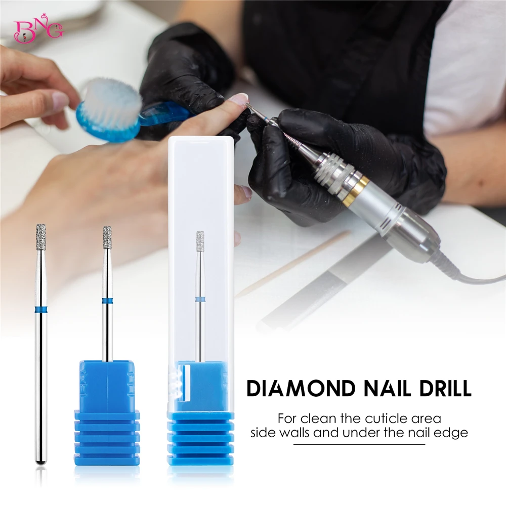 BNG Flat Barrel Diamond Nail Drill Bit Cuticle Remover Drill Bit Under Nail Cleaner Dead Skin Nail Prepare Manicure Tools