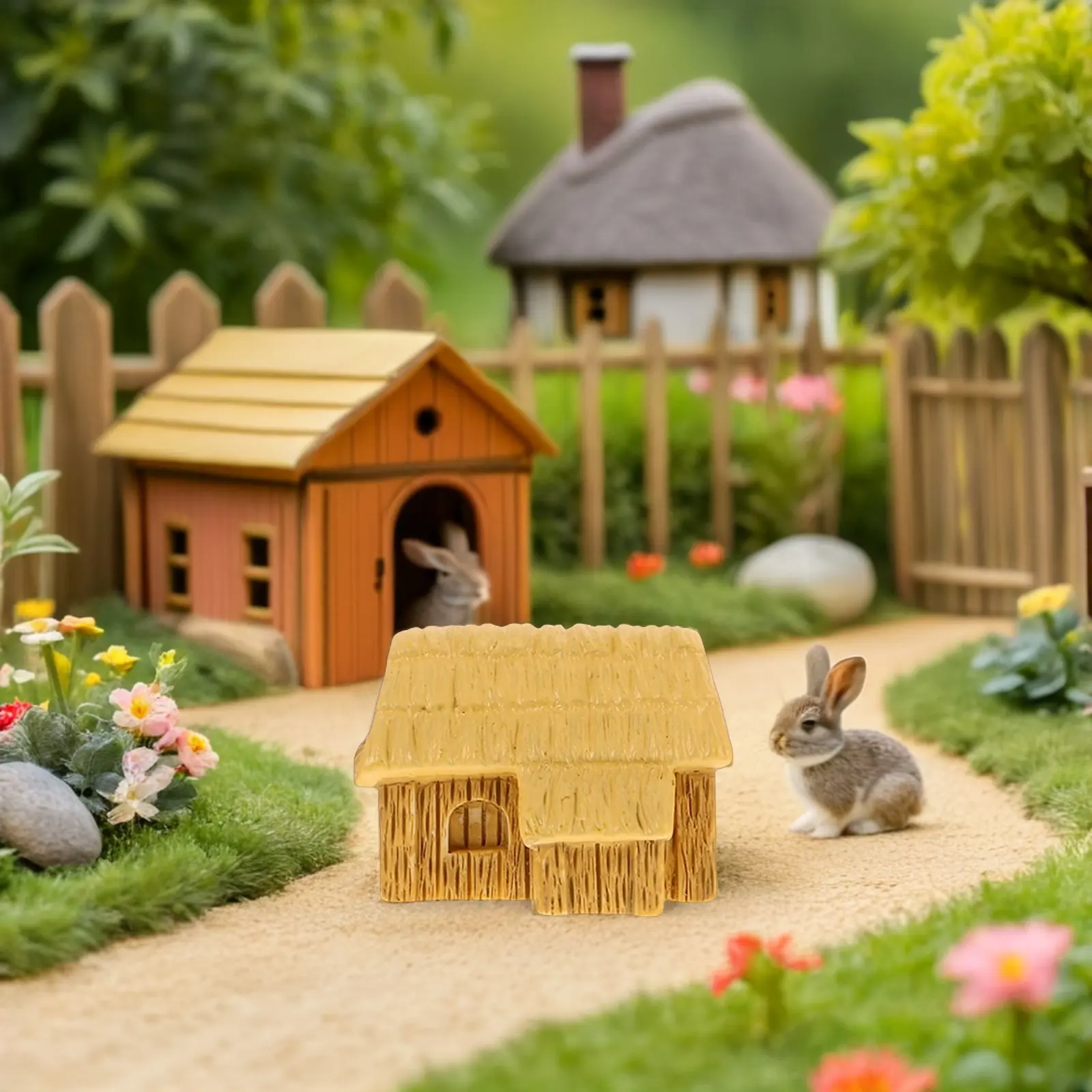 5Pcs Miniature Resin House Micro Landscape Cottage Small Village Accessories for Garden Plant Pots Decoration