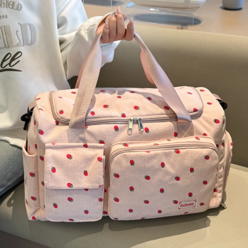 

Kawaii Strawberry Travel Bag Large capacity fitness Bag Women Shoulder Bag for Short Trip Luggage Bag Clothes Storage Gym Bag