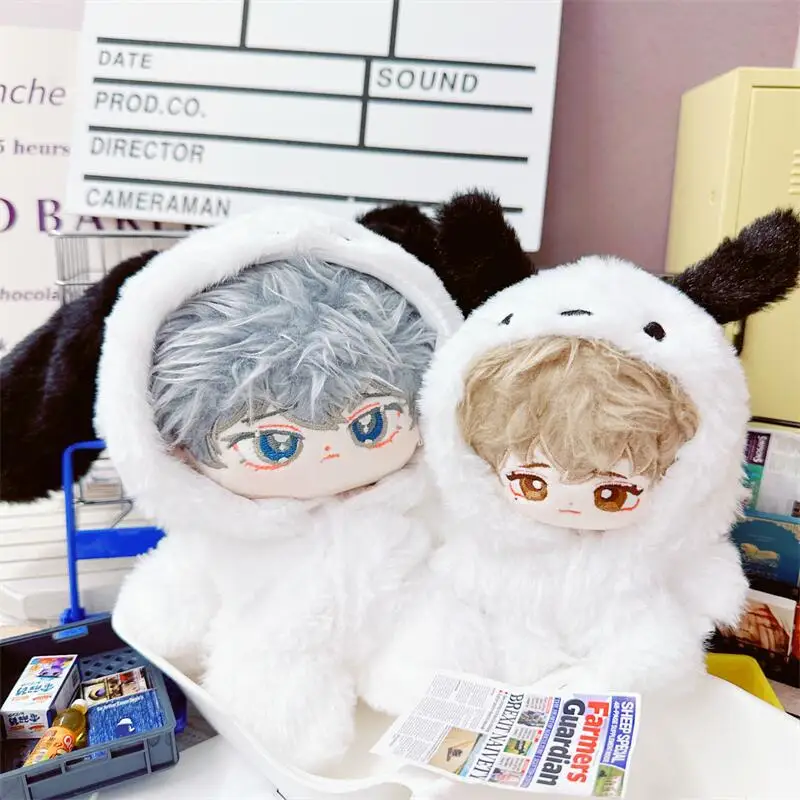 Cute Fluffy White Puppy Plush Doll Clothes, Idol Doll,Can Change Clothes Game,Toys for Girls Fans Collection Gifts, 10 cm, 20cm