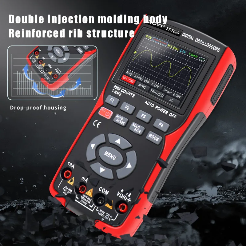 ZT 702S 1 Channel Digital Oscilloscope Multimeter Temperature Probe 10MHz 48Msa/s Portable Signal Generator Tool