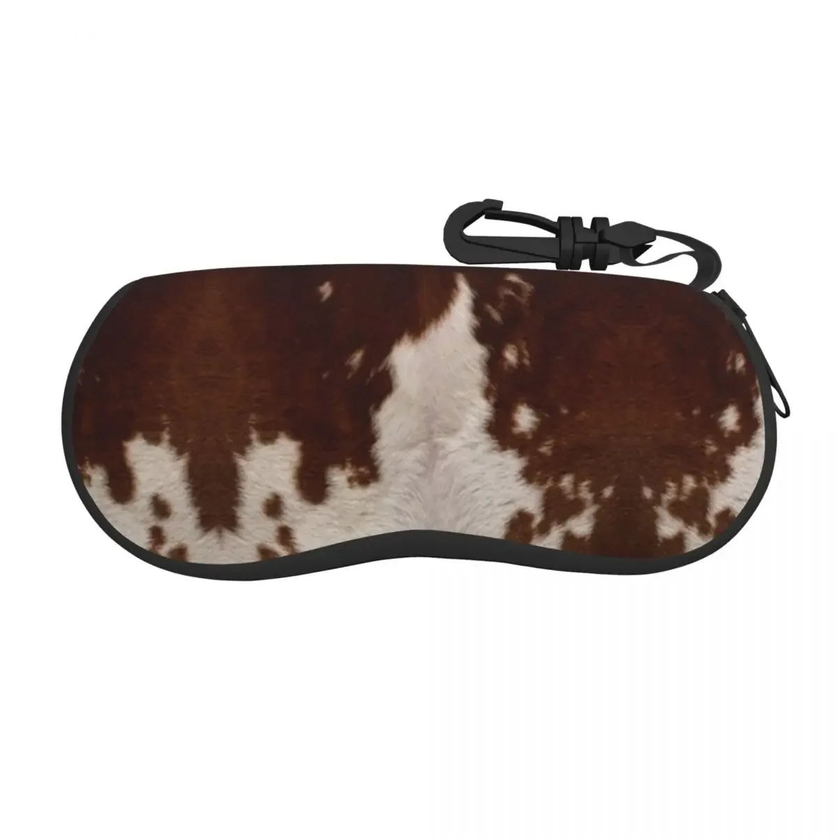 Custom Print Brown Calf Cowhide Shell Glasses Case Animal Skin Fur Leather Texture Eyeglasses Case Sunglasses Protector Box