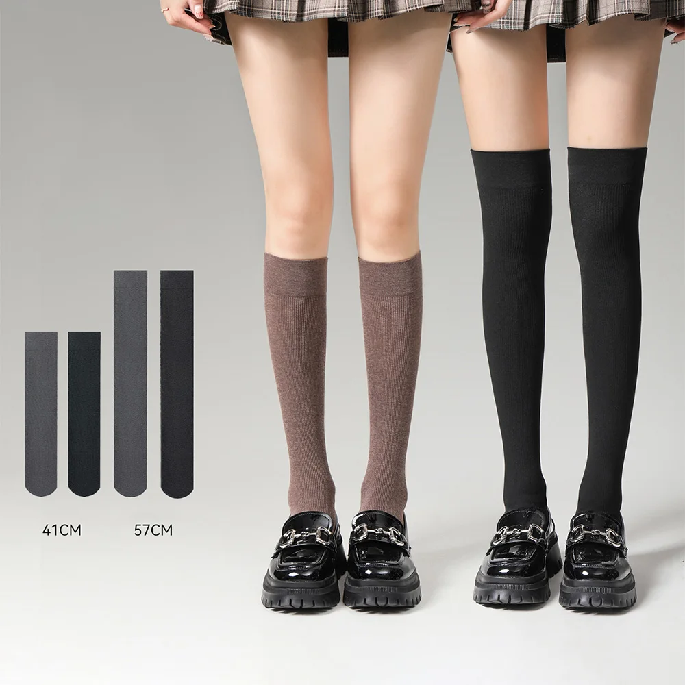 

Cute Cotton Knit Knee Stockings Women Spring Autumn Elastic Over Knee Socks Lolita JK Sock Slim Leg Kawaii Japanese Style