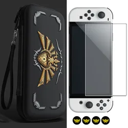 For Nintendo Switch/ Switch OLED Console Storage Bag Game Theme for Zelda Shekah Slate Waterproof Hard Case with 10 Card Slots