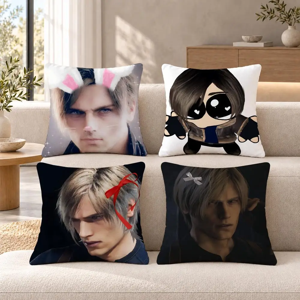 Game Resident Evil L-Leon Kennedy Cushion Cover Soft Short Plush Sofa Bedroom Den Car Dorm Decor Gifts