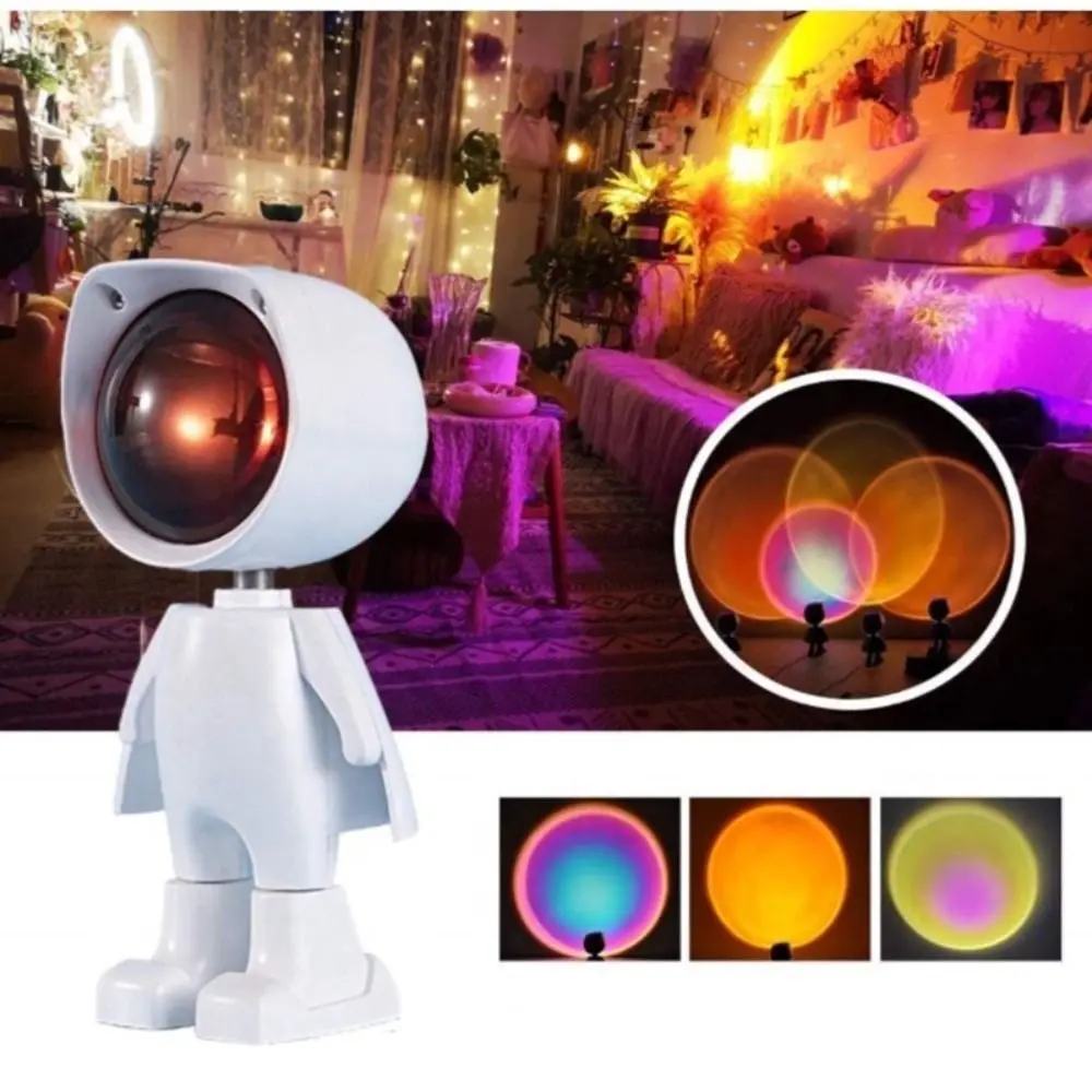 

New Astronaut LED Projector Lamp 360 Degree Rotation Rechargeable Atmosphere Light Rose Rainbow Room Decor Light