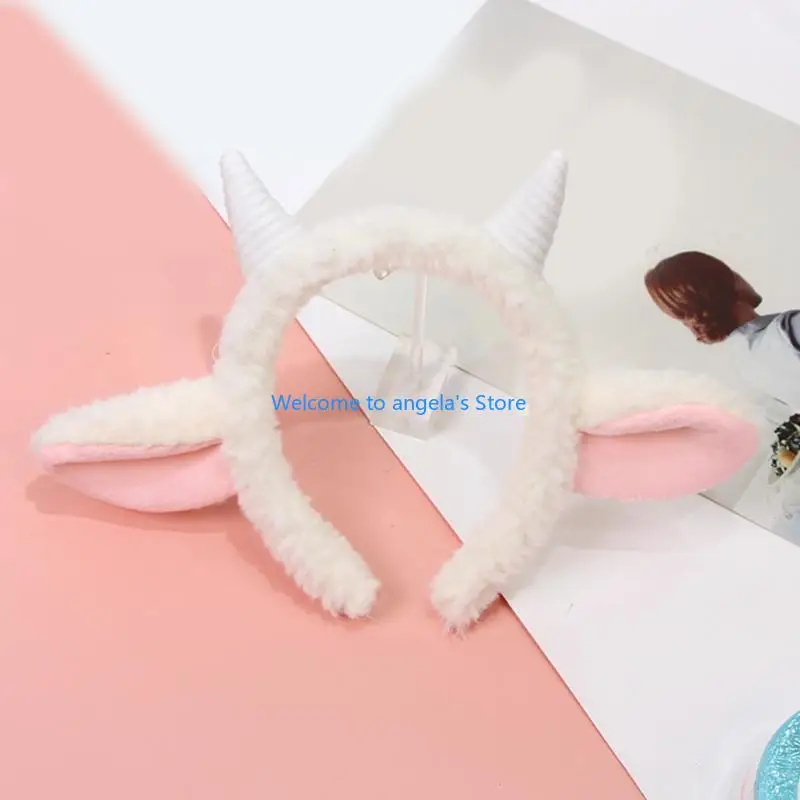X4YC Cartoon Pluche Hairhoop Mooie Harige Haarband Schapen Oor Hoofdband Kids Party Props