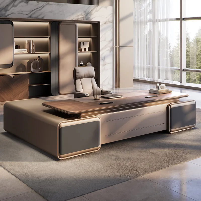 

Modern Design, Durable And Environmentally Friendly, A Wooden Desk Set Suitable For Office CEOs And Bosses, With Storage Drawers