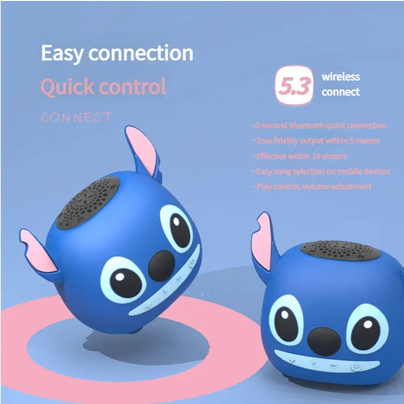 مكبرات صوت ديزني ستيتش الجديدة بلوتوث لاسلكية ثلاثية الأبعاد برأس غرزة مكبرات صوت مزدوجة HIFI ستيريو ثقيلة مناسبة، راديو Tf، Fm #4