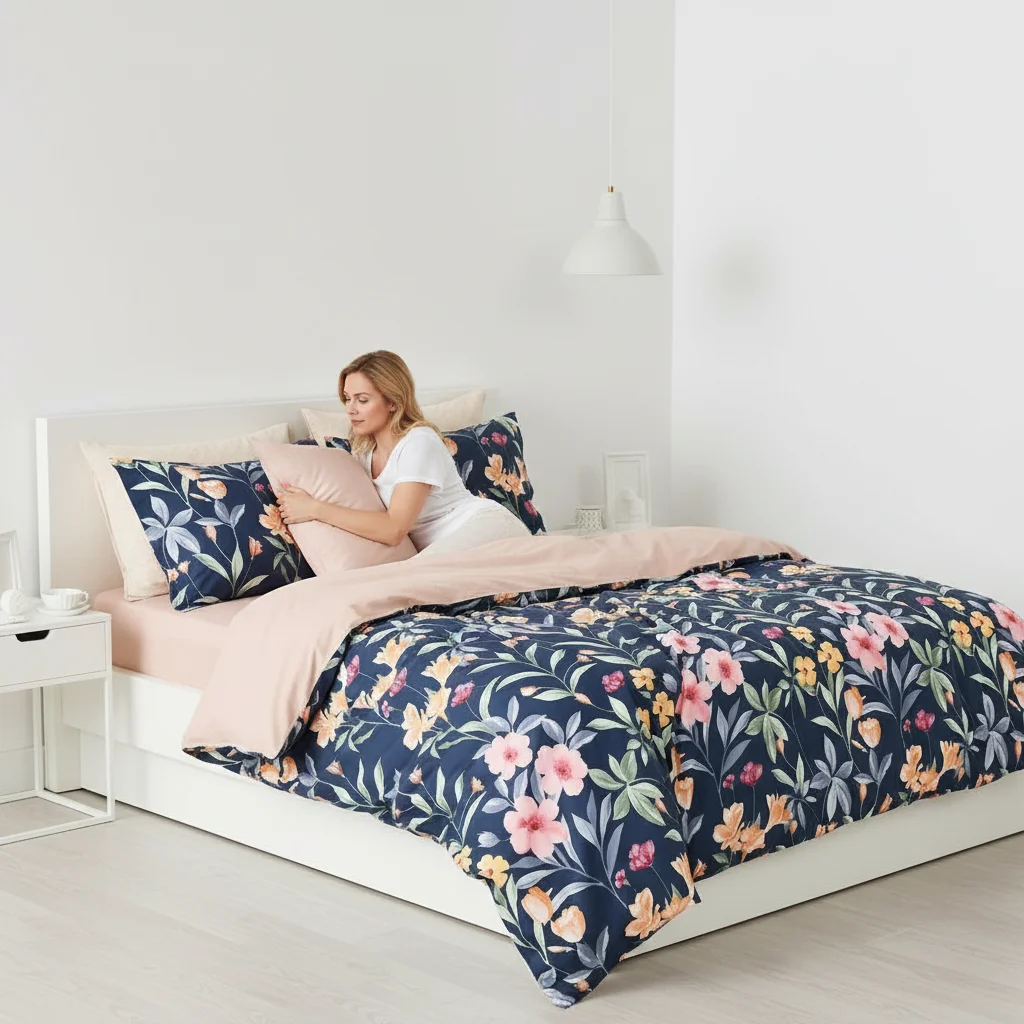Floral Queen Duvet Cover, 100% Cotton 3pcs Floral Bedding Sets With Zipper Closure Vintage Style Garden Floral Comforter Cover, Soft Breathable, Lightweight