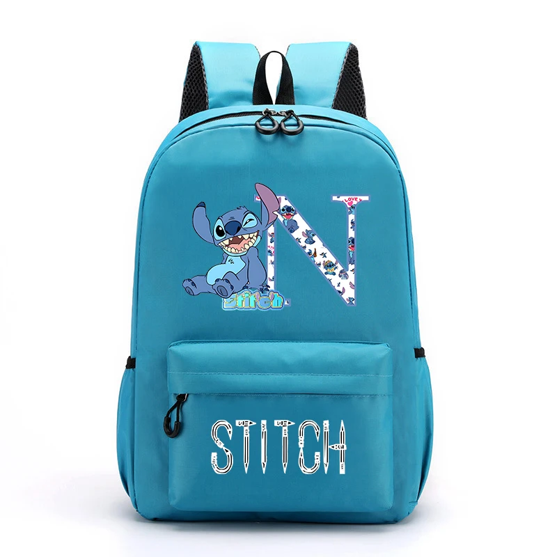 Lilo & Stitch Girls Boys Backpack Knapsack Student School Bags Letter A-Z Cartoon Anime Leisure Travel Bag Kids Birthday Gifts