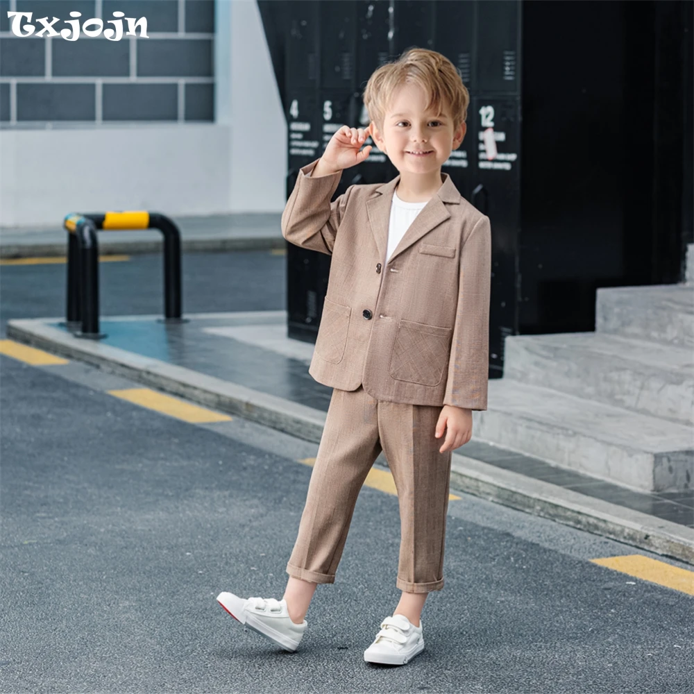 Hot Sale Handsome Boys Suits For Birthday Wedding Party Casual Spring Autumn Child 2 Pieces Jacket Pants School Actvities