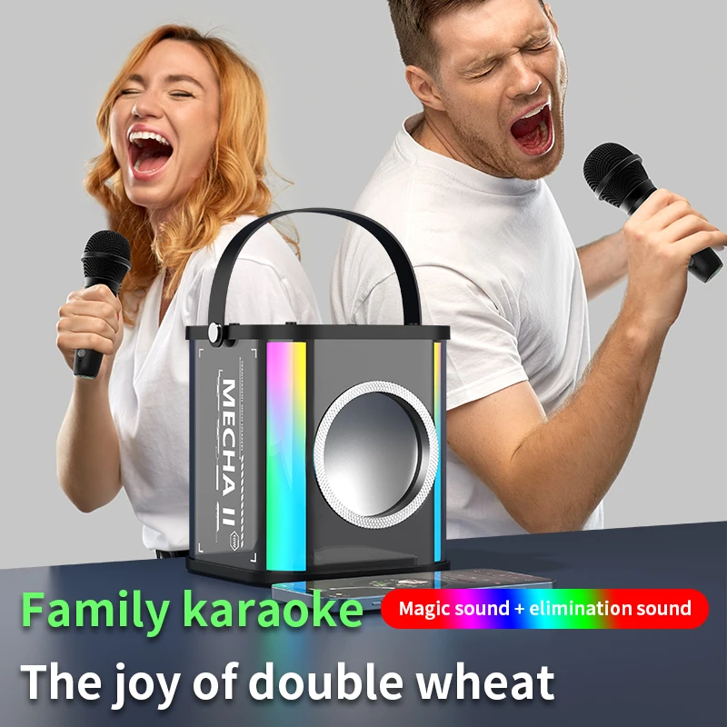 

Speaker Machine for Adults Portable Rechargeable Kareokee Machine Soundbox with Bluetooth Wireless Microphone for Home Singing