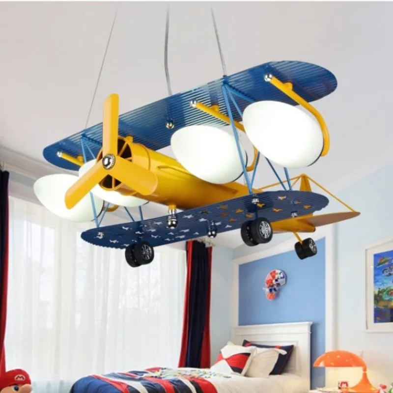 

Airplane Lamps Cartoon Plane Chandelier Light for Children's Room Bedroom Boy Girl for Living Room Decoration Ceiling Lamp