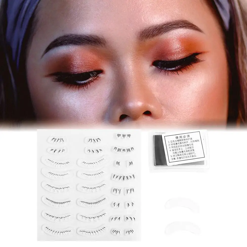 DIY Lower Lashes 16 in 1 Lower Eyelash Stamps Set Natural with Printing Mud Eyelash Template Seal Multi-Style Quick Make Up