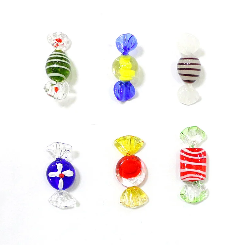 18pcs Vintage Mini Murano Glass Sweets Ornaments Handmade Cute Mixed Christmas Candy For Home Table Decor Festival Party Favors