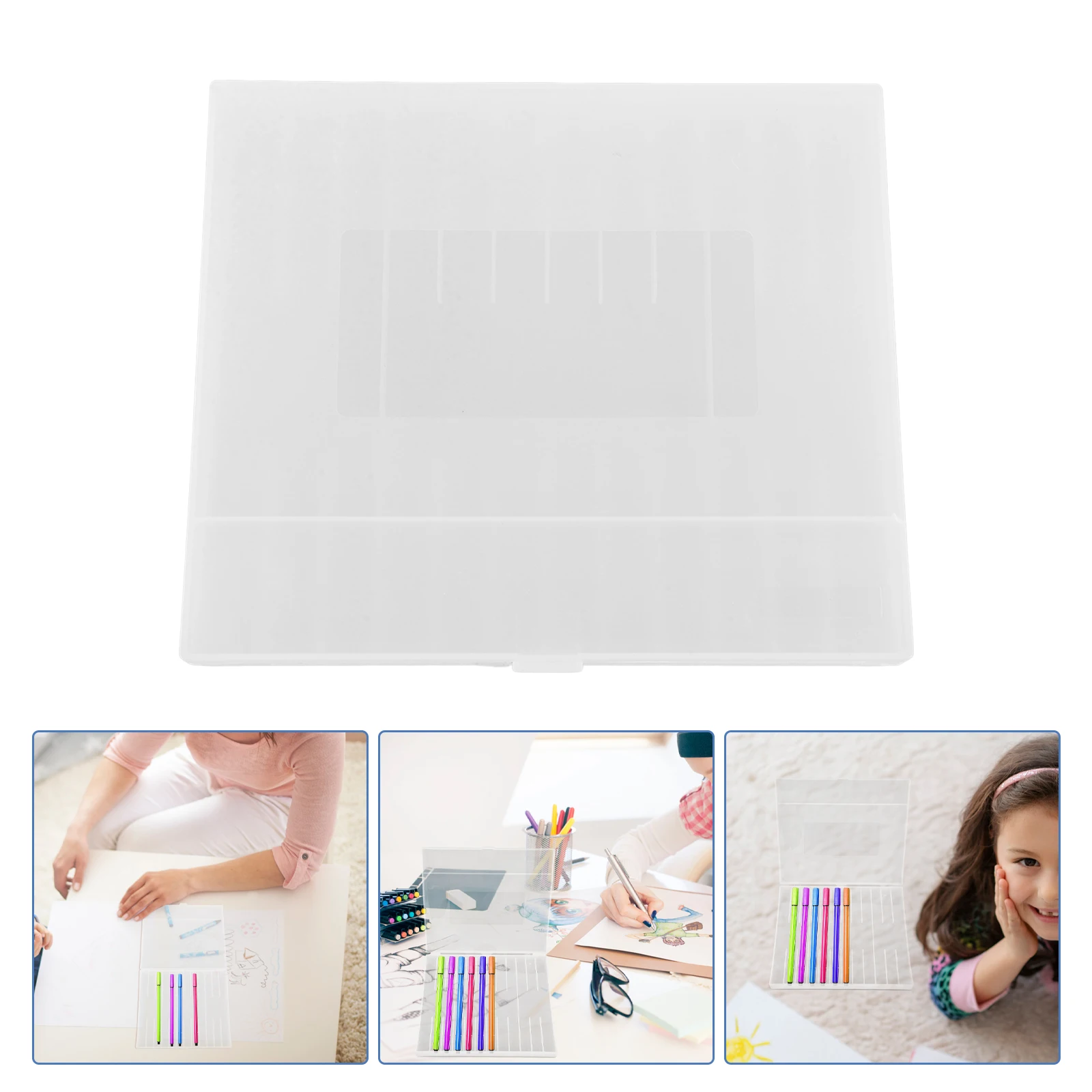 

Plastic Stationery Display Box Pens Pencils Case Lightweight Portable MultiSlot Organized Empty Containers Storage