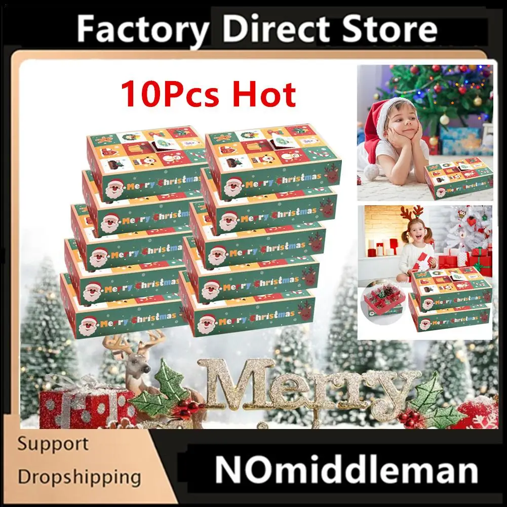 

10Pcs Christmas Gift Box12 Days Grid DIY Kids Countdown Advent Calendar Box Poked Surprise 2024 Christmas Gifts Decoration