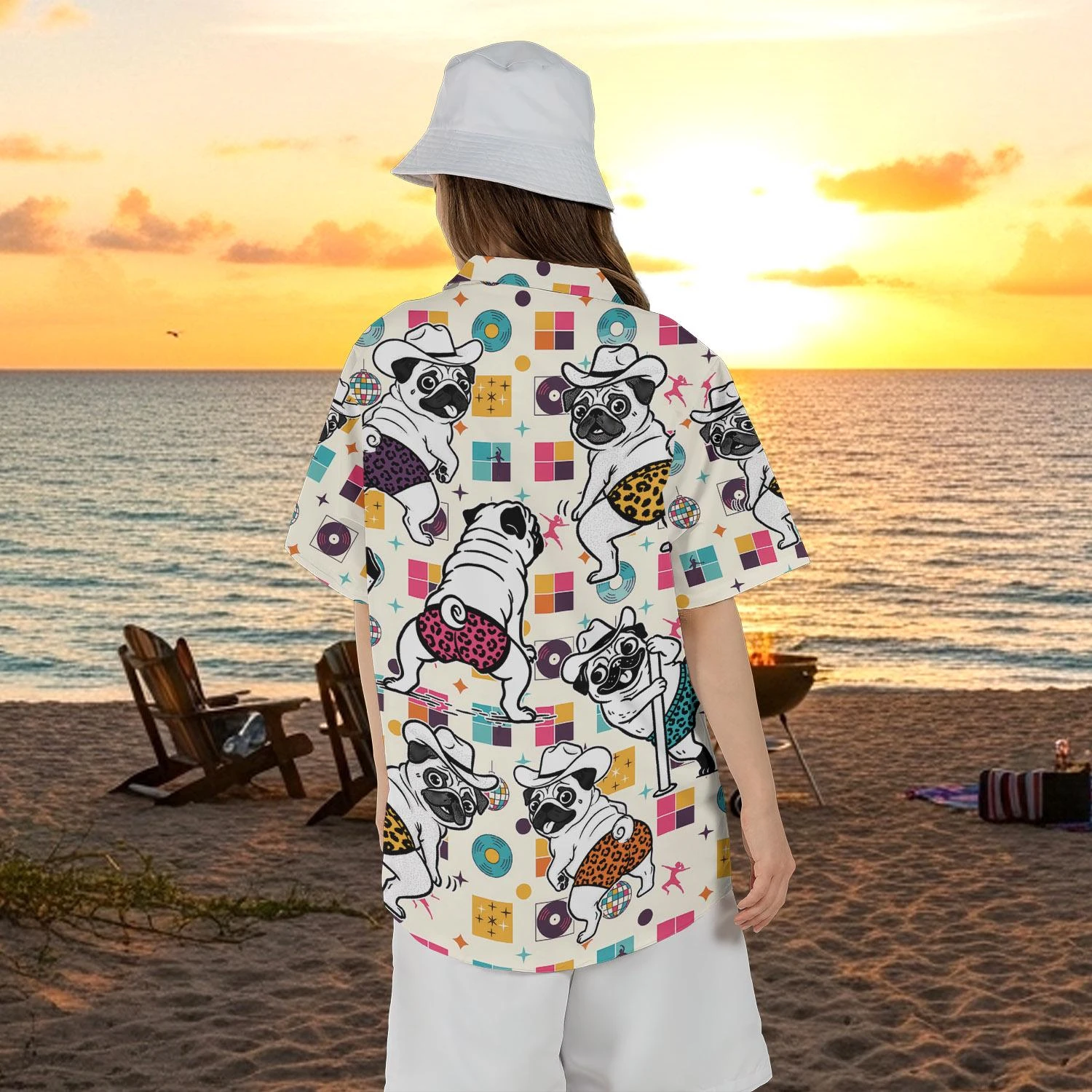 

2026 Funny Pug Pole Dance Hawaiian Shirt Quirky Pet Disco Aloha Button Up Animal Lover Gift Unisex Party Top For Pug Owners