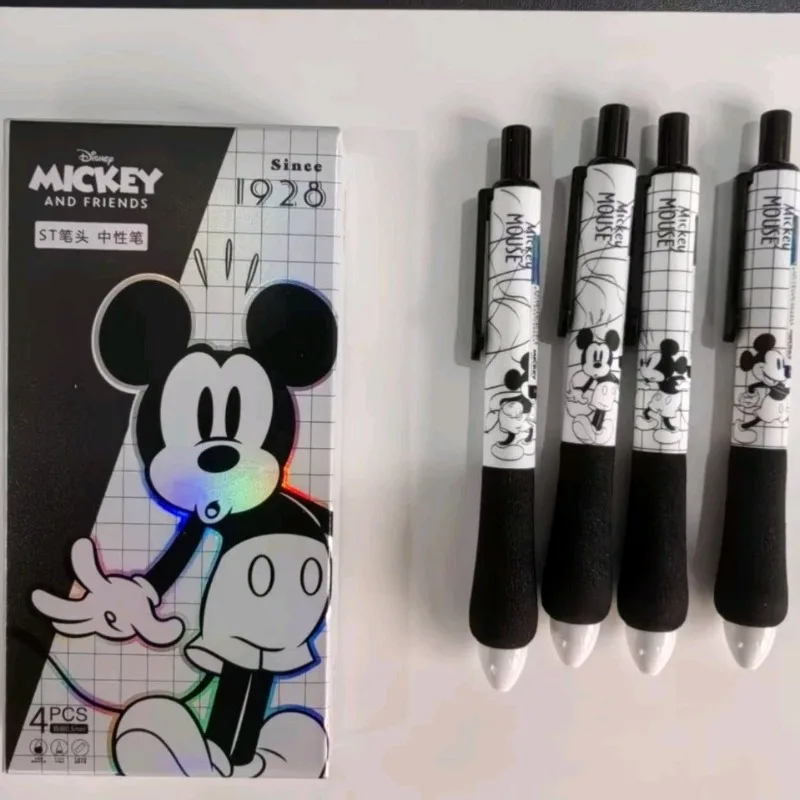 4 قطعة ديزني ميكي ماوس الصحافة قلم محايد اللون خاص التجفيف السريع قلم الماء الأسود الكرتون لطيف الإبداعية طالب القرطاسية هدية #3