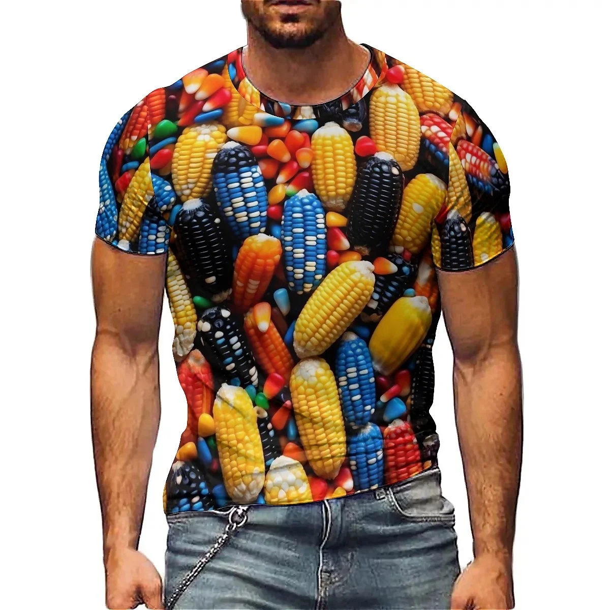 2025 Summer Men's Colorful and Dynamic 3D Printed Short Sleeved T-shirt, Gym Exercise, Running, Lightweight Design, Perfect Choi