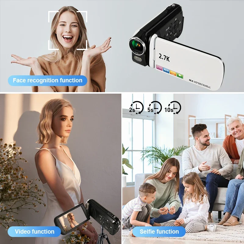 Professionele videocamera's 2,7K camcorder 18X digitale zoom 3.0 IPS touchscreen met gezichtsopname en schoonheidsgezichtscamera