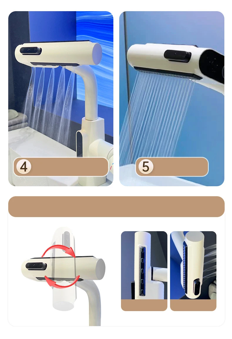 JIENI 5 modalità Rubinetto della cucina Girevole a 360 Rubinetti per lavello estraibili Display a LED della temperatura Miscelatore caldo freddo per hotel di fascia alta