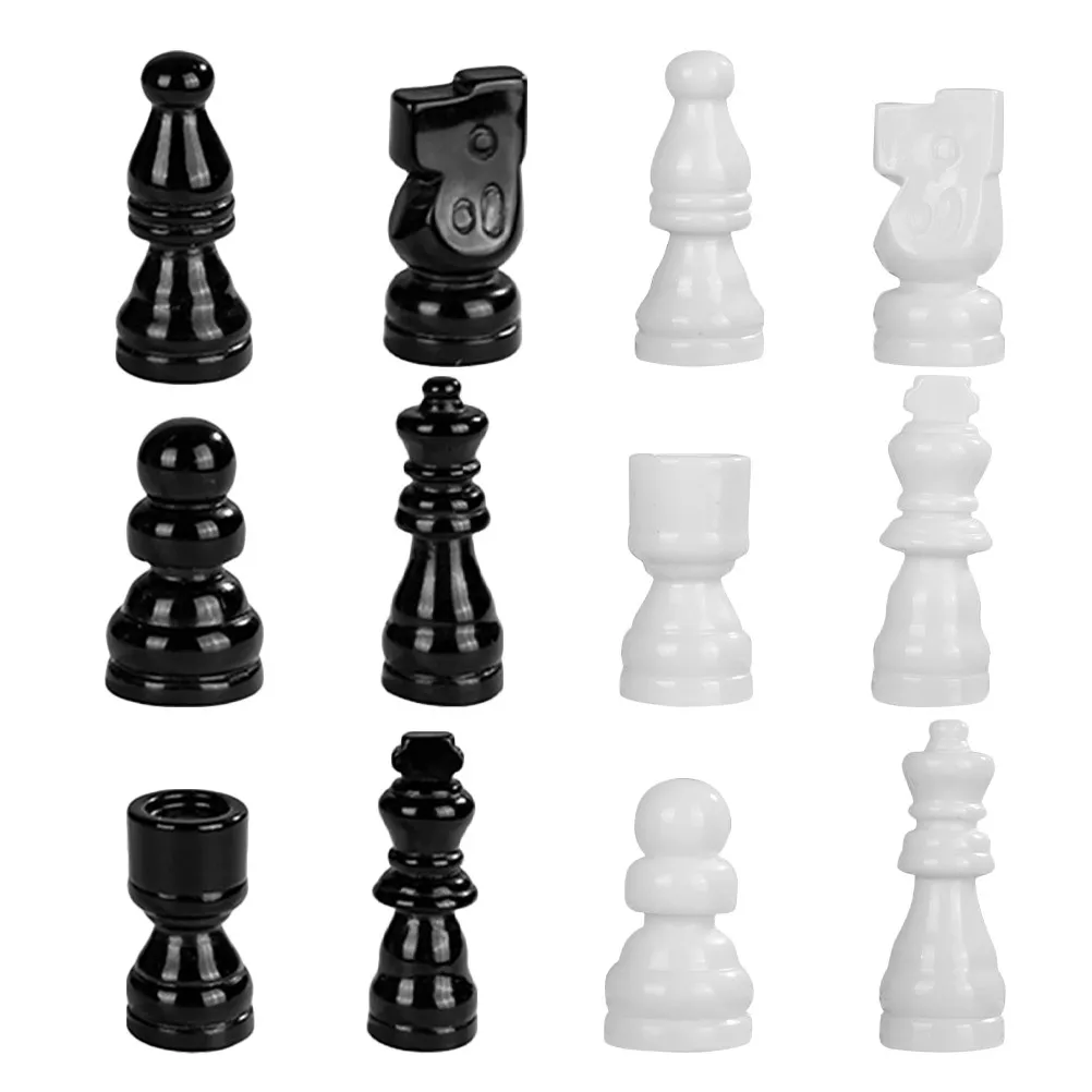 12Pcs Resin Chess Decoration Set Creative DIY Painting Desktop Car Ornament Unique International Chess Home Accent