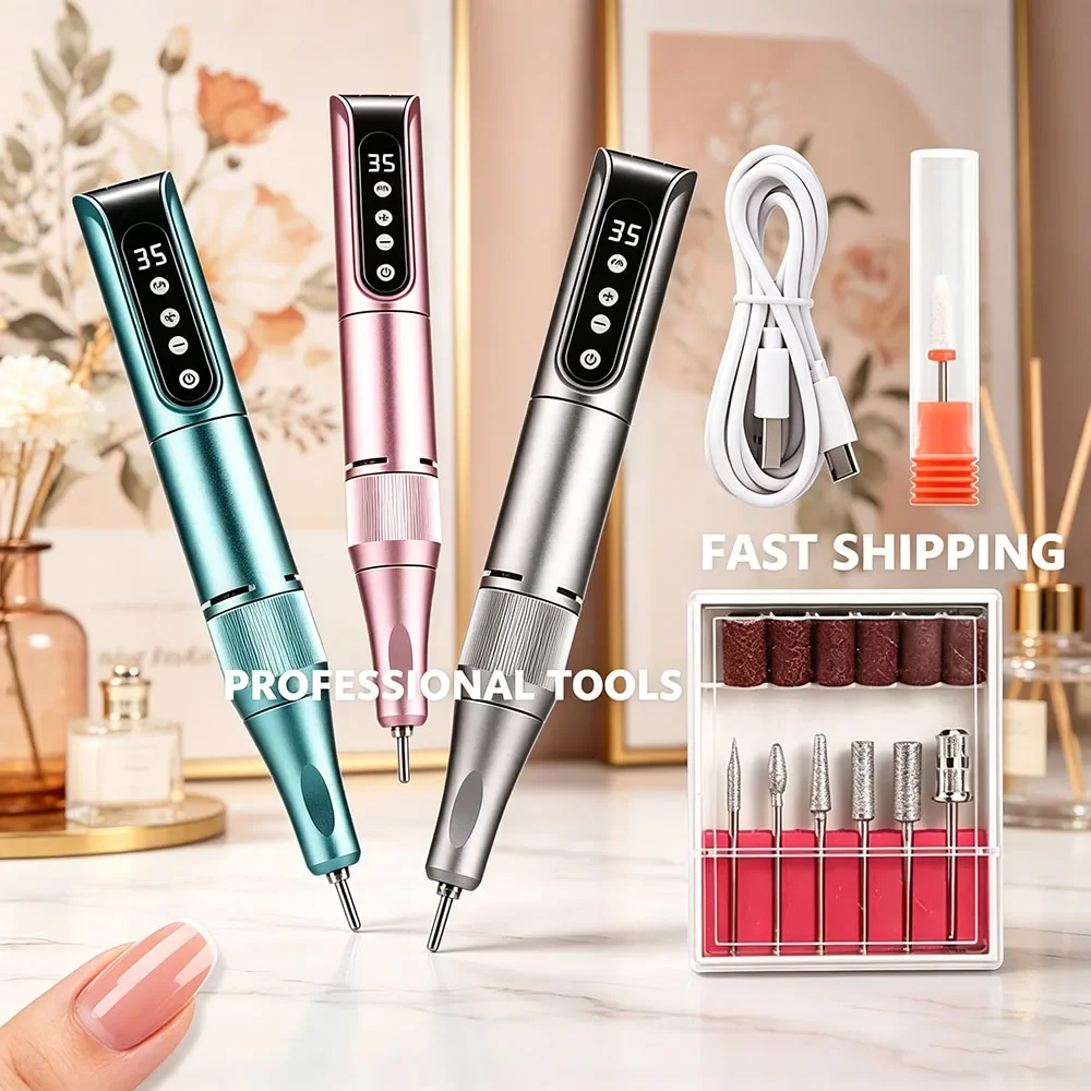 35000RPM Wireless USB Rechargeable Nail Drill Pen Portable Manicure Nail File For Salon Polishing
