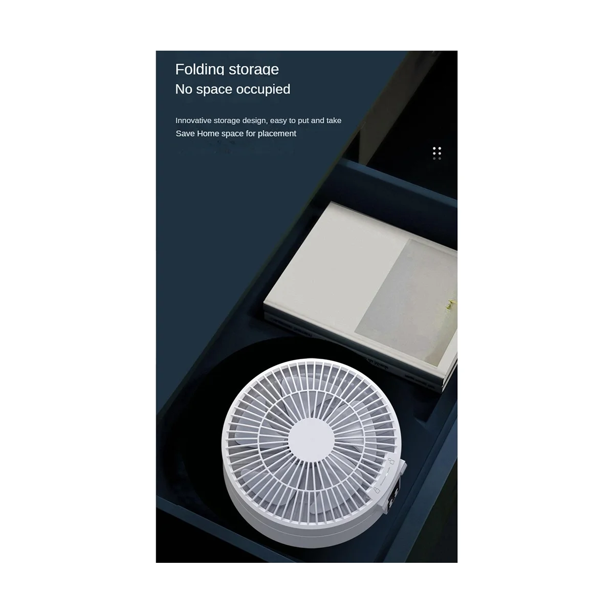 Remote Control Wireless Circulating Air Cooling Fan with LED Light Folding Electric Wall-Mounted Fan Desktop Fan White