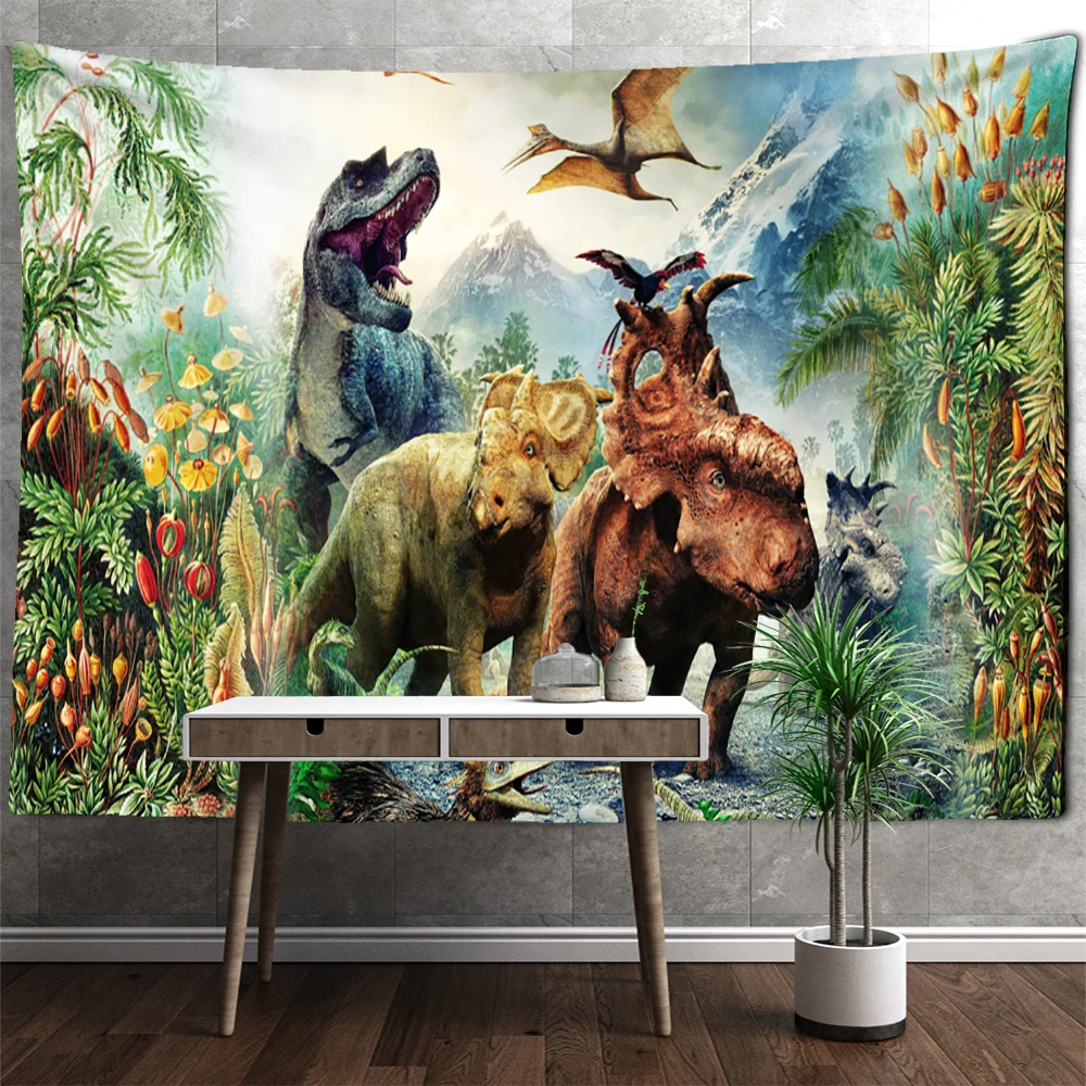 Ancient Retro Dinosaur Wall Hanging Tapestry Hippie Psychedelic Witchcraft Tapez Art Animal Home Decor