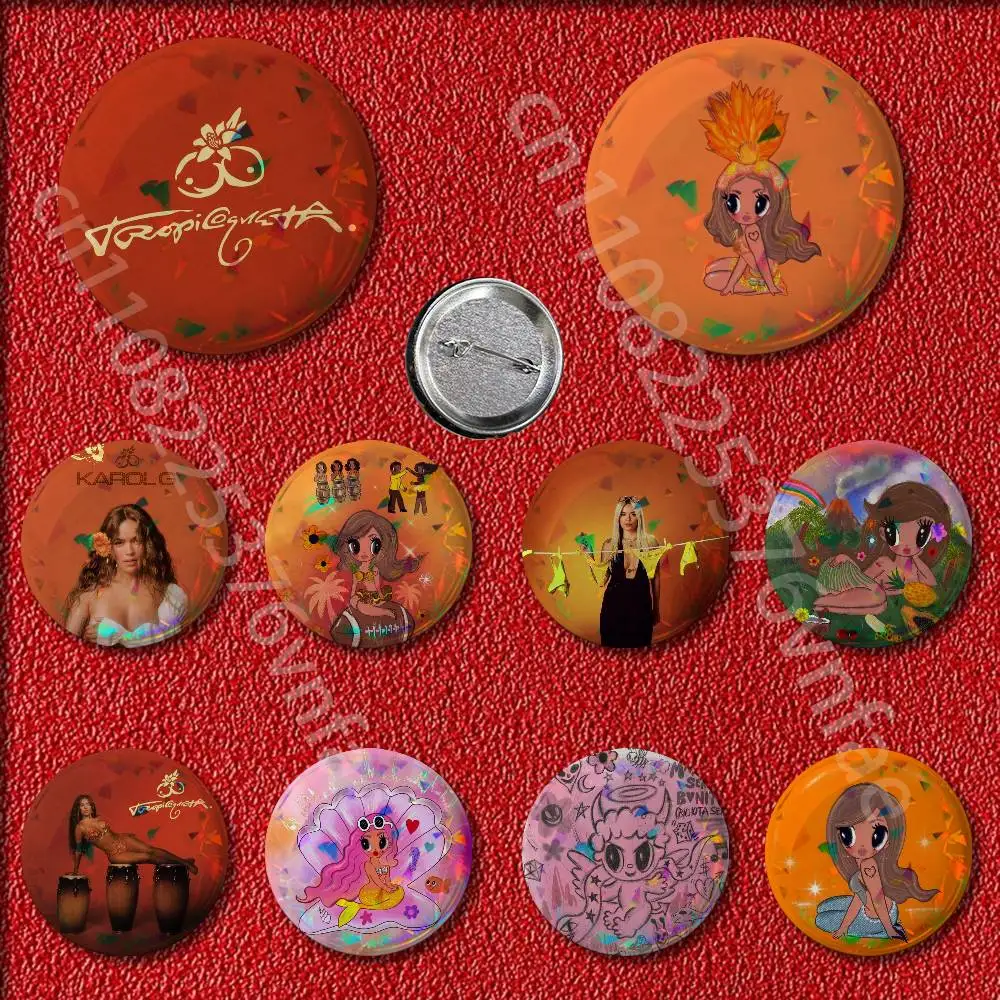 K-Karol G Tropicoqueta شارات شارة 25 مللي متر 32 مللي متر 44 مللي متر 58 مللي متر 75 مللي متر دبوس مستدير بروش الزينة تذكارية تأثيري هدية #1