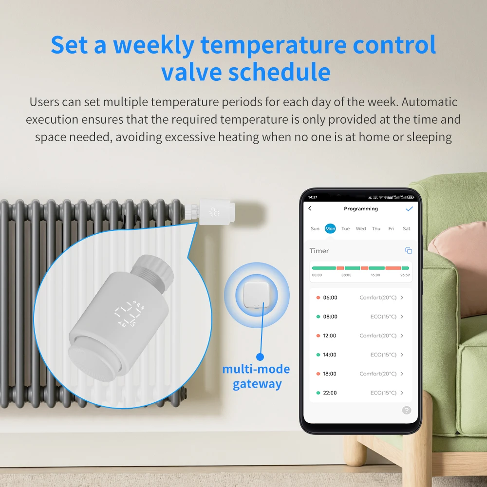 Tuya ZigBee صمام مشعاع حراري موفر للطاقة منظم حرارة للتحكم المنزلي الذكي يدعم Alexa وGoogle Home #3
