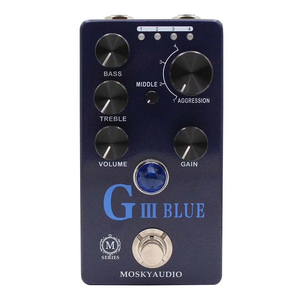 

MOSKYAUDIO G III BLUE Overdrive Distortion Preamp Педаль эффектов True Bypass для электрогитары Педаль эффектов для бас-гитары