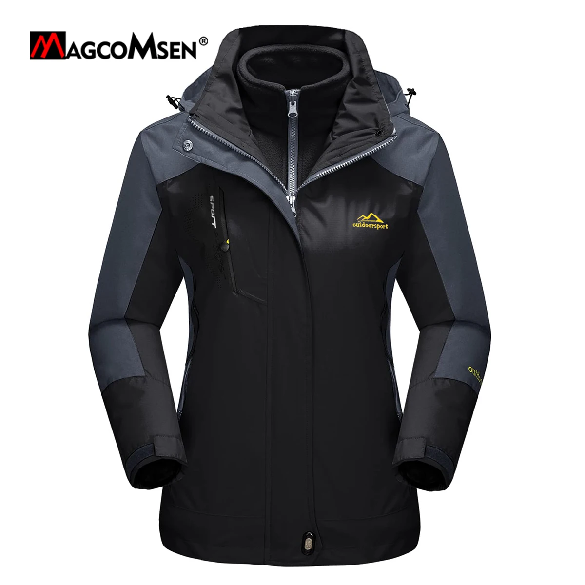 MAGCOMSEN Winter Jacket Womens 3-in-1 Water Resistant Windproof Fleece Lined Parka Coats Snow Ski Thermal Outerwear