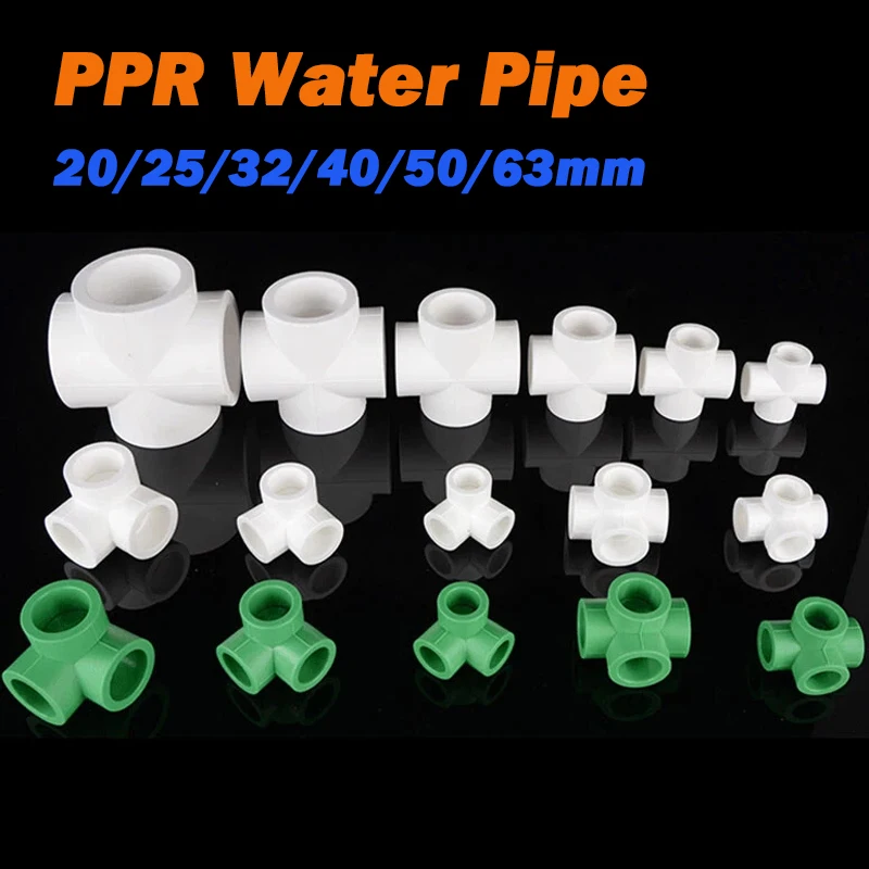 Ppr Water Pipe 3/4-way Joint Corner Fitting Water Supply Pipe Joint Connector 20/25/32/40/50/63mm White/green Pipe Fitting