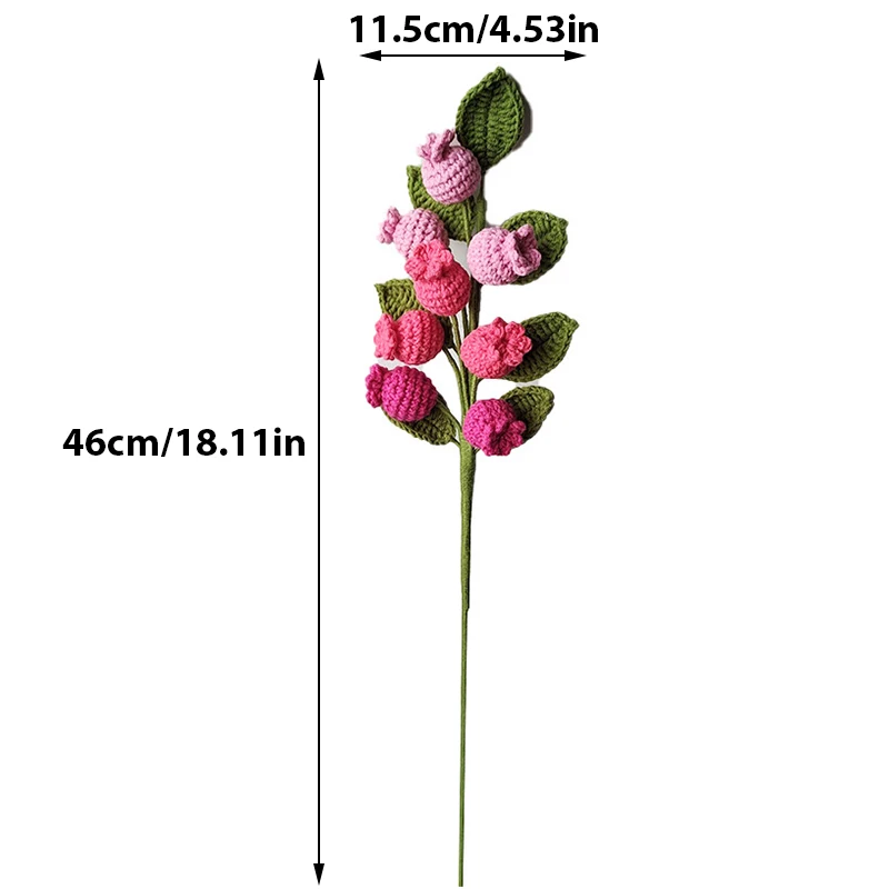 Hand Woven Knitted Flowers Gradient Color Artificial Lily Of The Valley Bouquet Finished Simulation Flower Ornaments Decorations