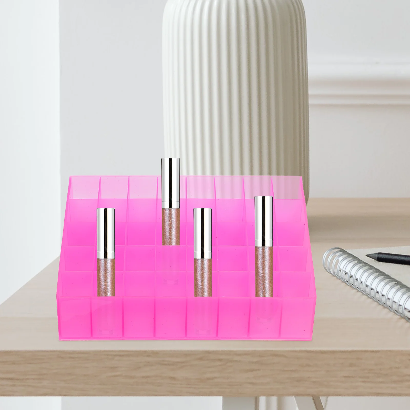 Lipstick Storage Box Holder For Makeup Organizer 40 Slots Desktop Jewelry Ring Beads Case Pink