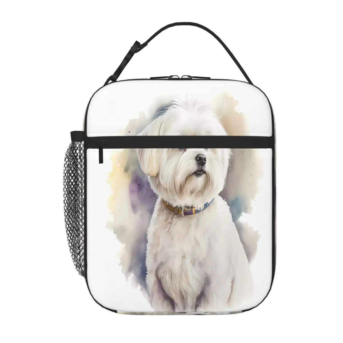 Bestselling Original Watercolor Maltese Minimalist Neoprene Lunch Bag Seaside Lunch Foldable Lunch Bag