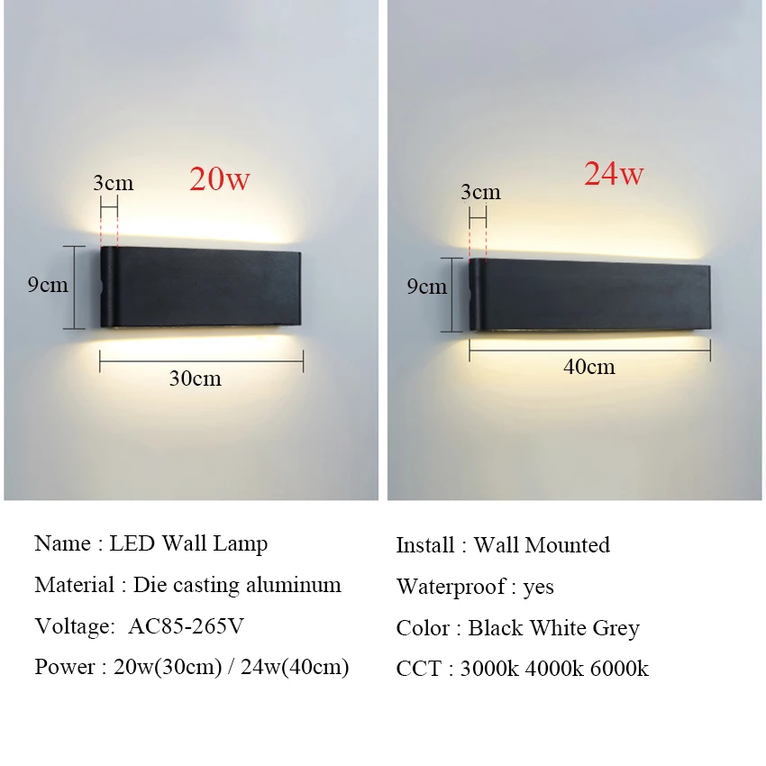 Imagem -02 - Lâmpadas de Parede Impermeáveis ao ar Livre Simples up And Down Wall Lights Esplanada Externa para Garden Porch Terrace Varanda