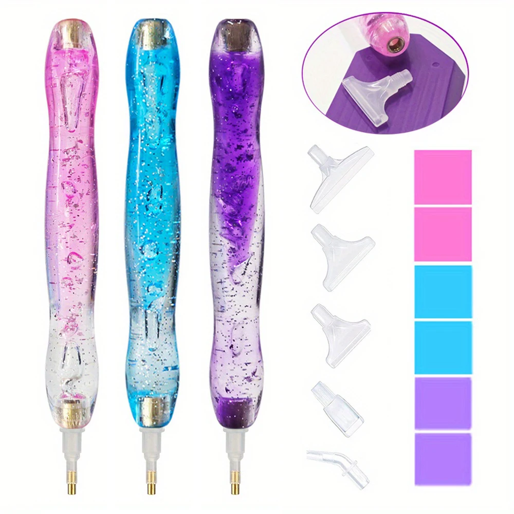 Glittering Diamond Art Pen With 6pcs Replaceable Tips, DIY Diamond Painting Pens Tools Accessories, DIY Crafts Suppliers