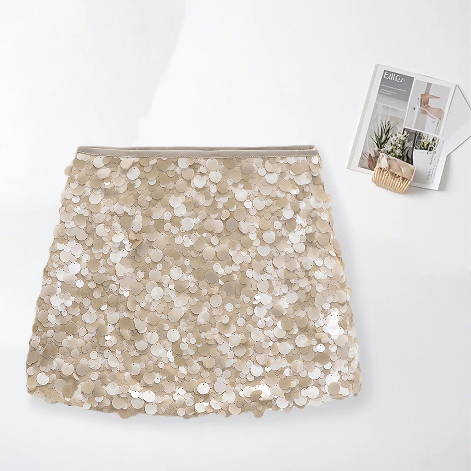 تنورة نسائية قصيرة مزينة بالترتر تناسب الصيف تنورة ضيقة للحفلات والنوادي