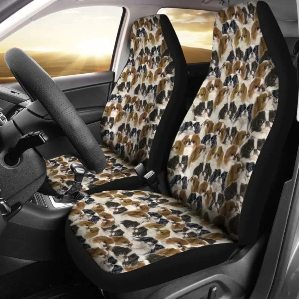 Japanese Chin Full Face Car Seat Covers,Pack of 2 Universal Front Seat Protective Cover