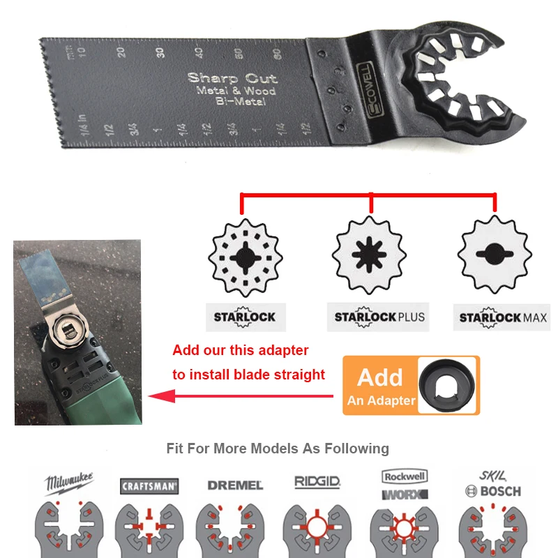 Lock Fit Extra Long Bi-metal Plunge Oscillating Saw Blades For Oscillating Machines Plus Length Renovate Multi Tool Blade