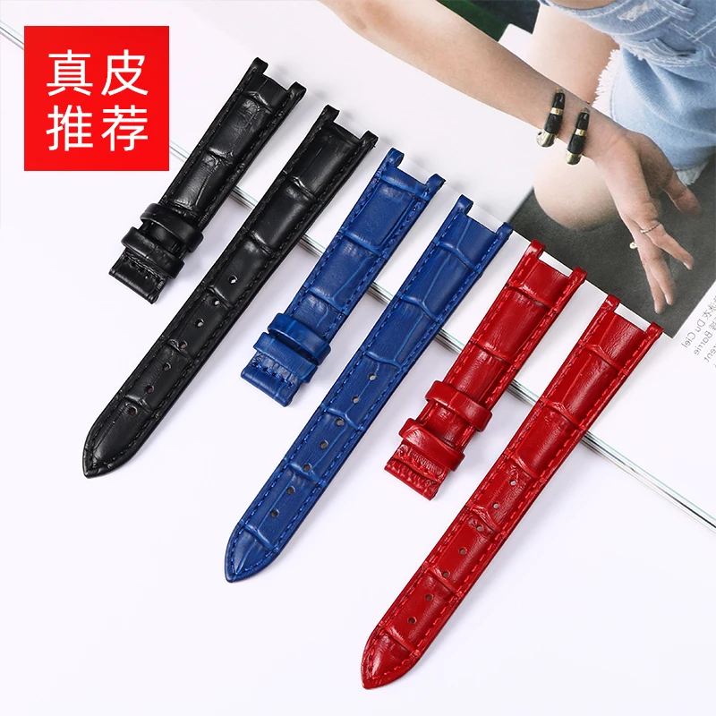16 20 22mm pulseira de relógio de couro côncavo para gc ya1332 1333 1335 masculino feminino couro macio preto vermelho branco azul pulseira acessório