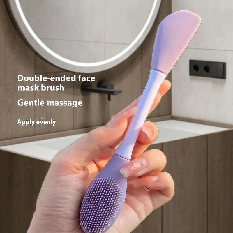 Escova de massagem de silicone de cabeça dupla cabeça macia limpeza facial máscara de lama aplicação dois-em-um beleza saúde ferramenta de cuidados com a pele