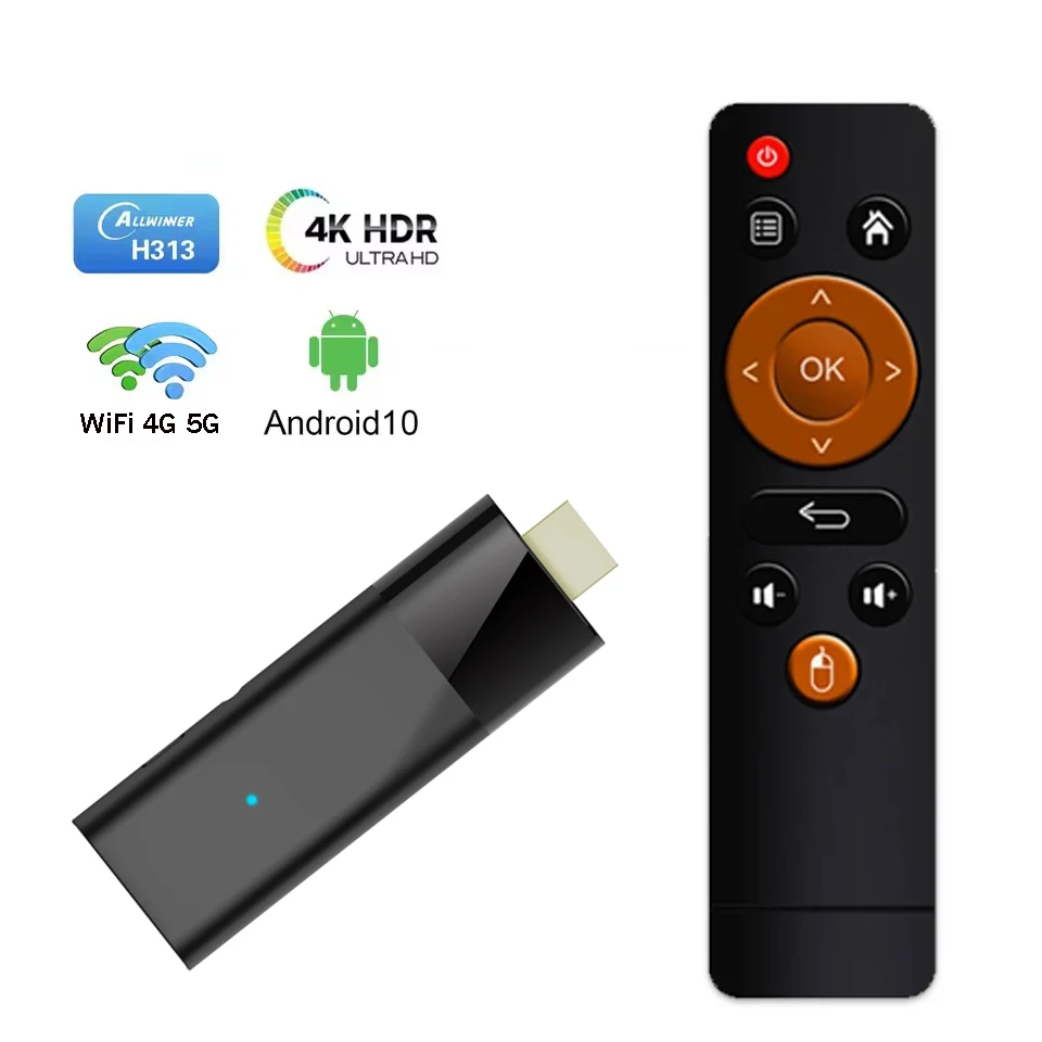 

Q6 Mini Smart TV Stick Android 10 Allwinner H313 Quad Core Cortex A53 HDMI2.0 HD 4K HDR BT5.0 Dual WiFi 4G 5G H.265 iptv